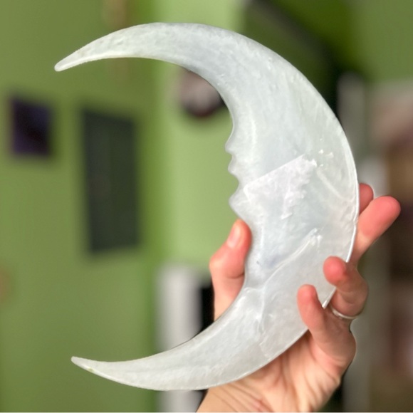 Whimsigoth Encased Feather In Resin Celestial Boho Crescent Moon Accent Art - Picture 3 of 7